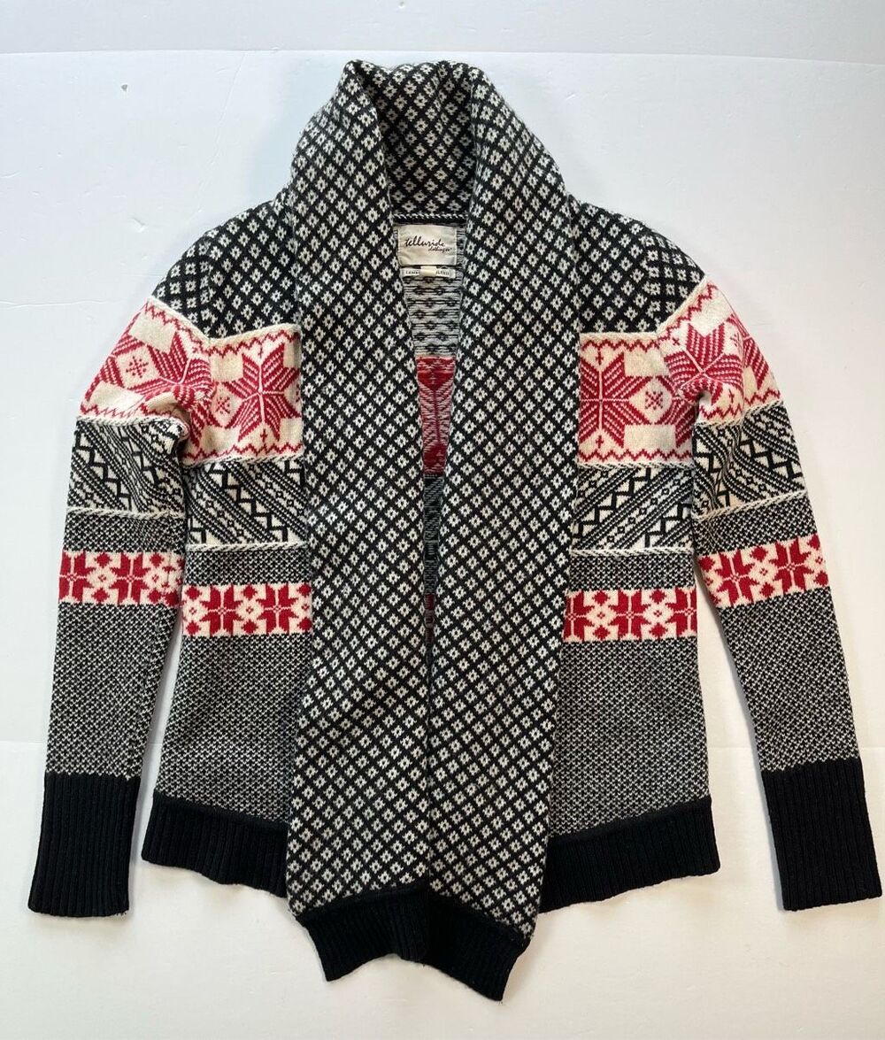 Telluride Clothing Co Womens Size S Lambswool Fair Isle Shawl Cardigan Sweater